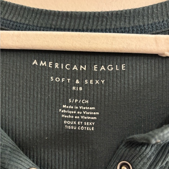 American Eagle Outfitters Long-Sleeve Henley Top - Green - Picture 3 of 6
